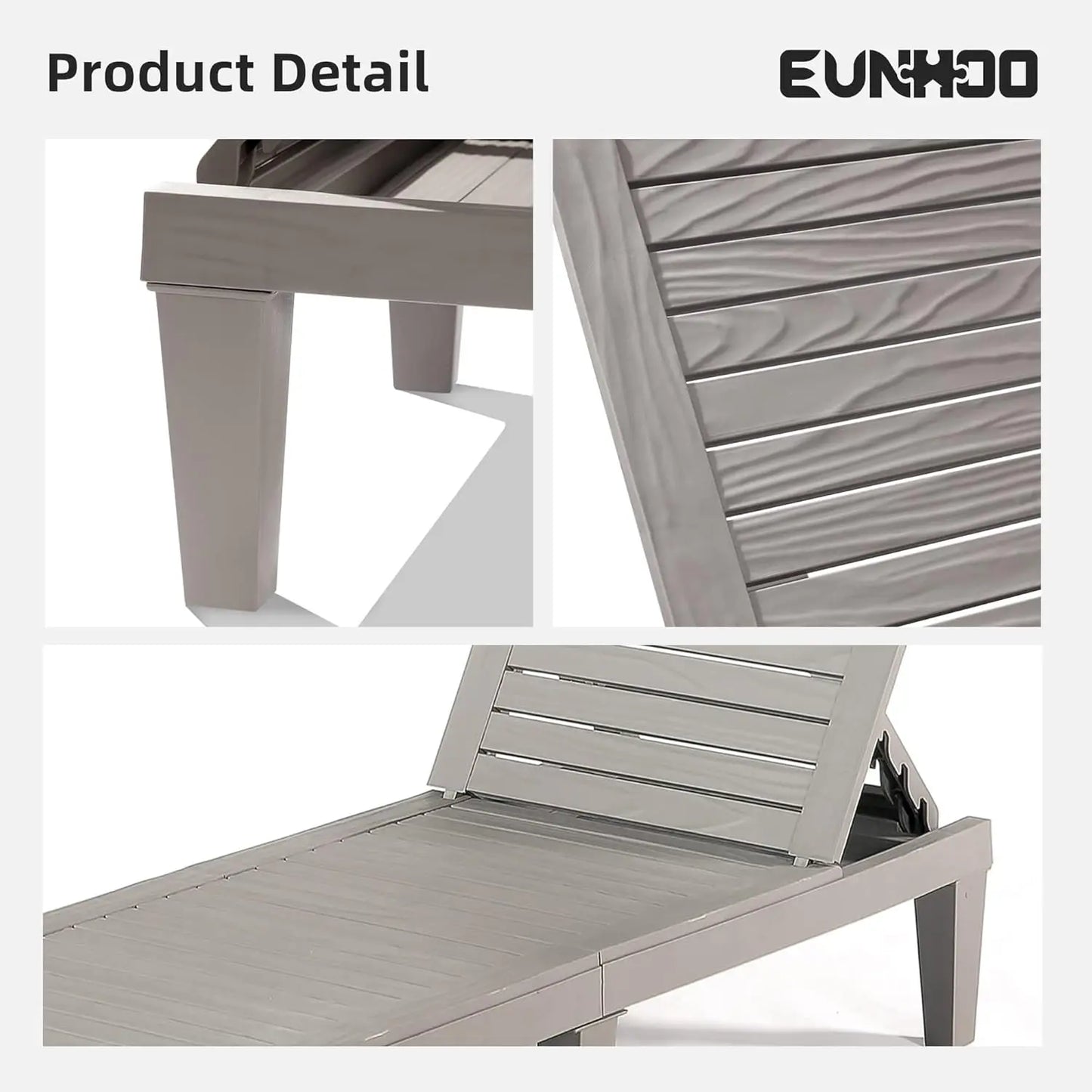 Outdoor Chaise Lounge Set of 2 Adjustable Pool Chairs With 5 Position Backrest