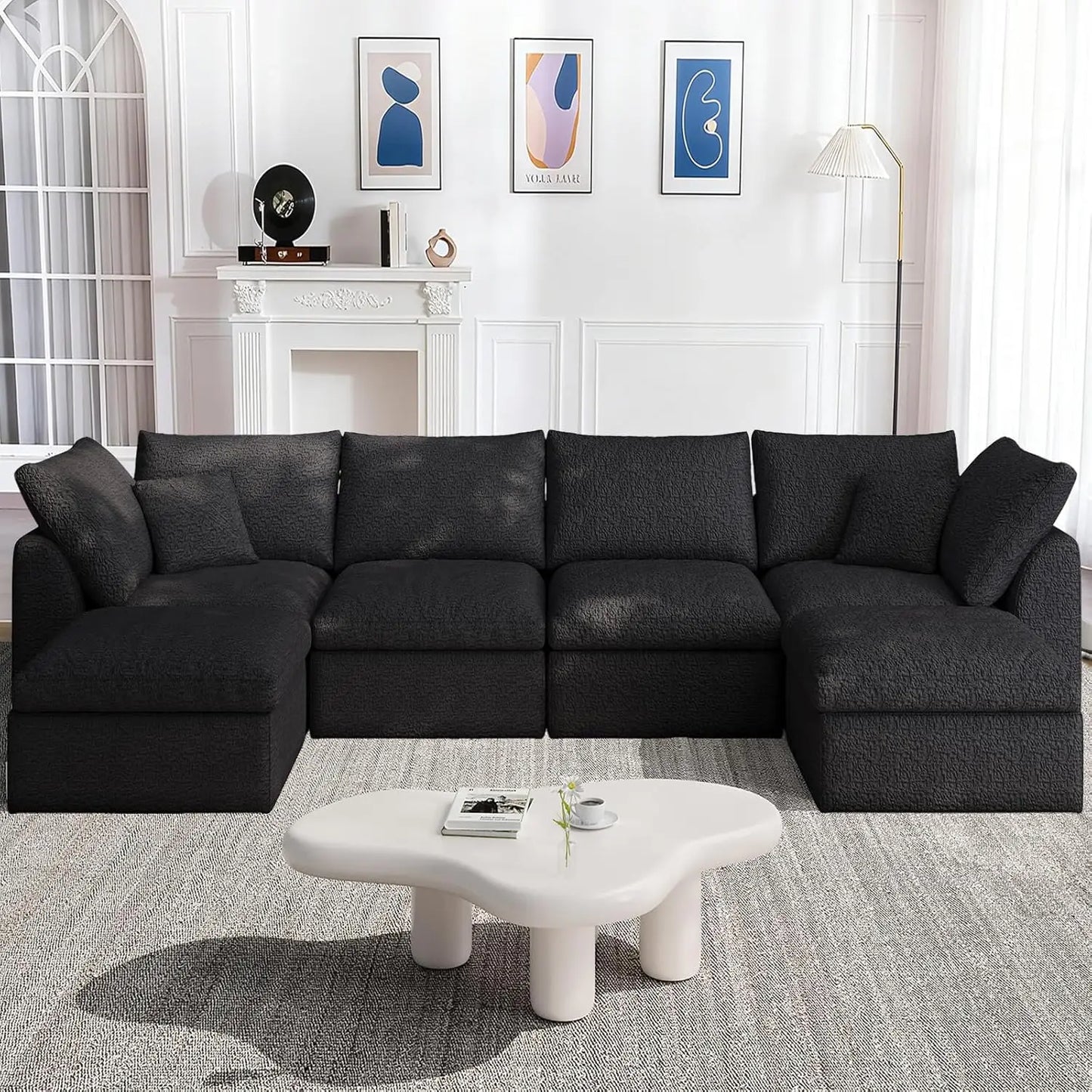 Oversized Sectional Modular Sofa With Ottoman U Shape Living Room Six Seater
