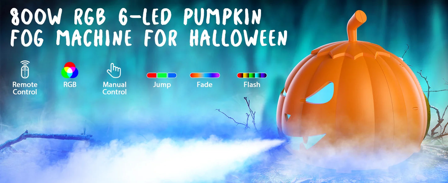 Fieryzeal 800W Fog Machine Remote RGB LED Halloween Fogger