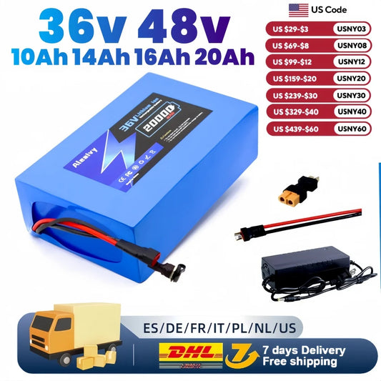 Aleaviy 36V 20Ah Li Ion Ebike Battery Pack With Charger For Bicycle Scooter