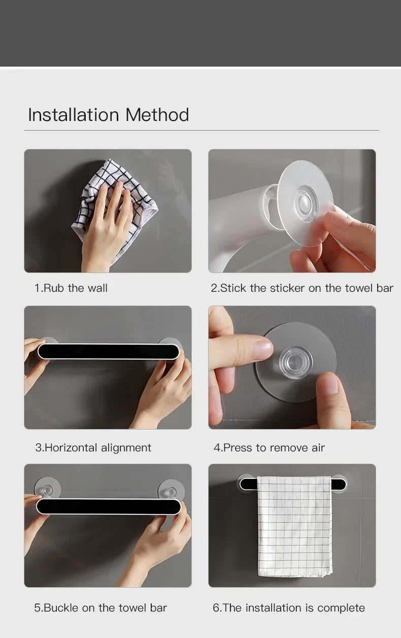 Self Adhesive Wall Mounted Towel Rack Bar Kitchen Organizer