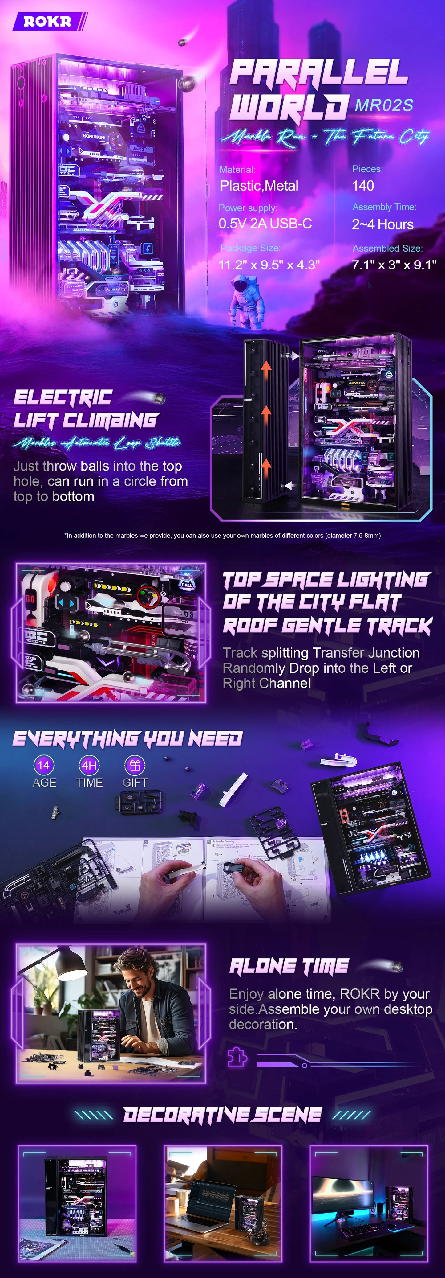 Robotime Rokr The Last City Marble Run 3D Puzzle Model Cyberpunk Gift