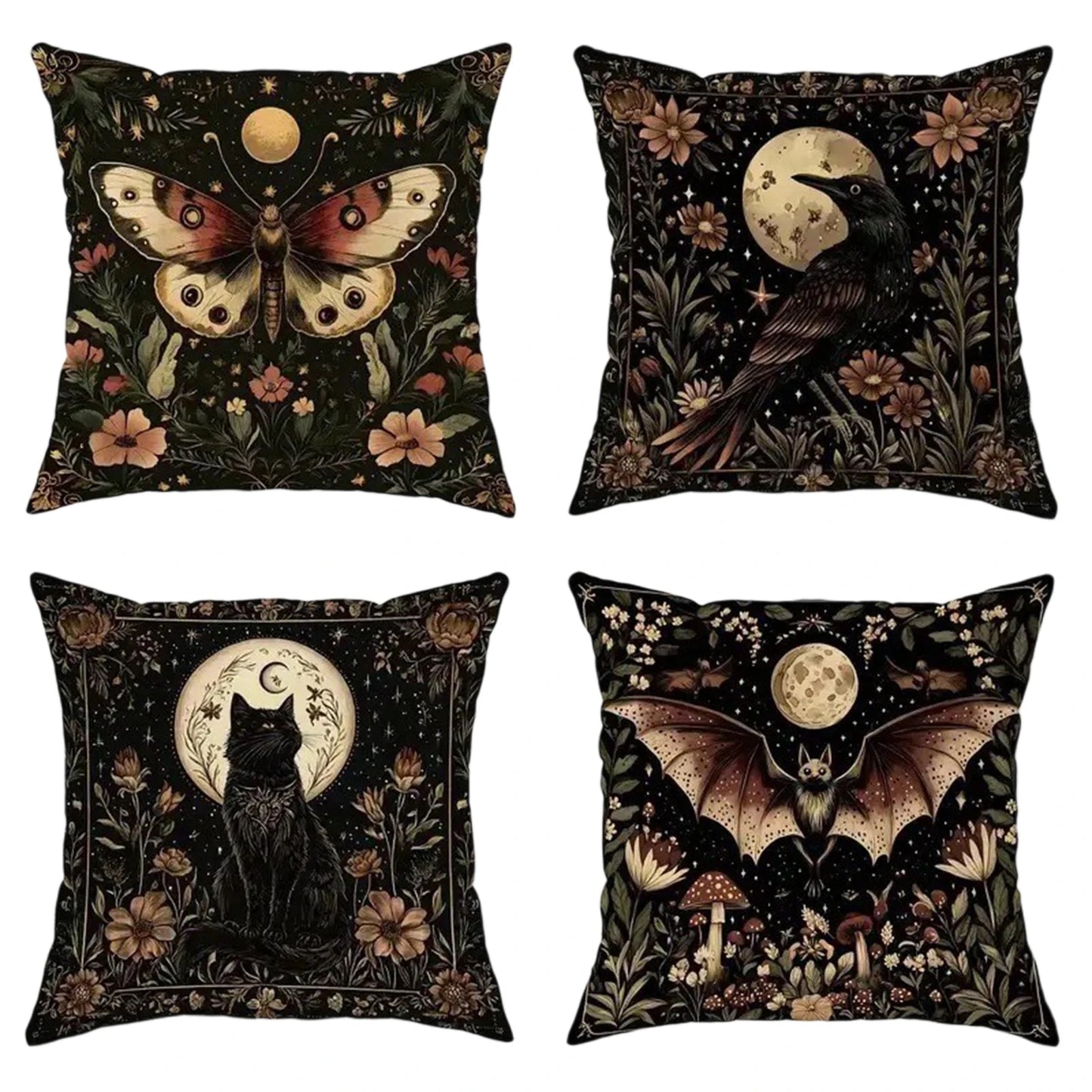 Spooky Halloween Pumpkin Ghost Spider Throw Pillow Cover