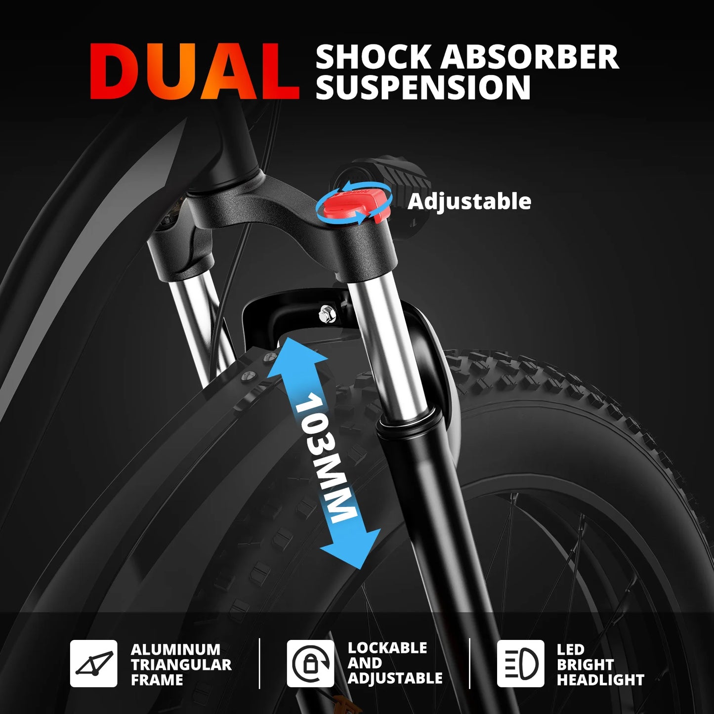 AMYET EB26 Electric Bike 1500W 48V 15Ah 26 Inch Fat Tire Mountain Bike 31 Mph