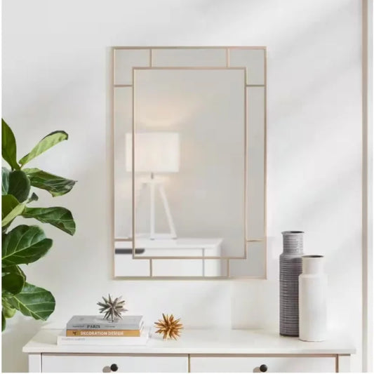 Medium Rectangle Champagne Black Gold Classic Accent Mirror