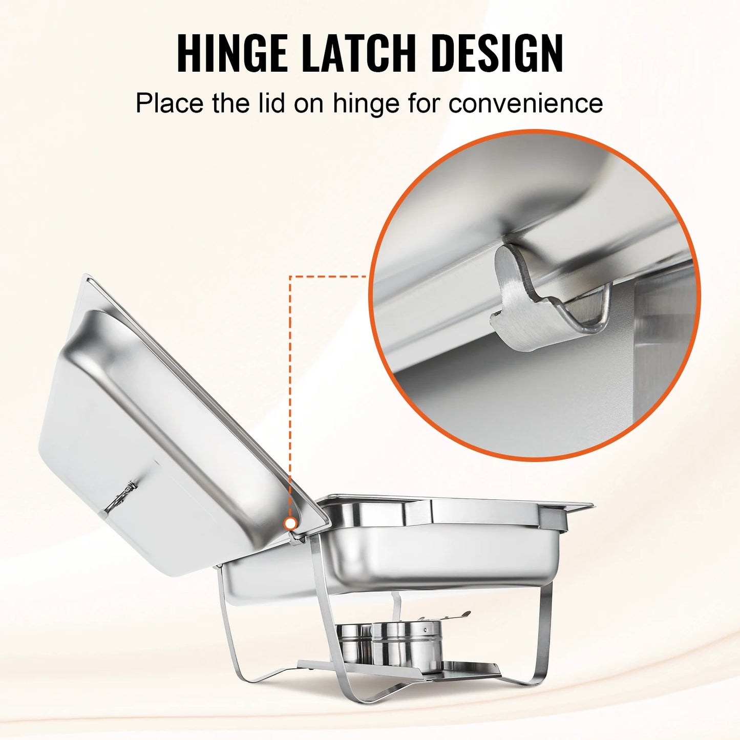 Vevor 8QT Rectangle Chafing Dish Set 4 Pack Stainless Steel Buffet Server Food Warmer Catering Equipment