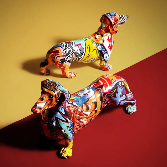 Creative Home Modern Painted Colorful Dachshund Dog Decoration Wine Cabinet Office Decor Desktop Crafts