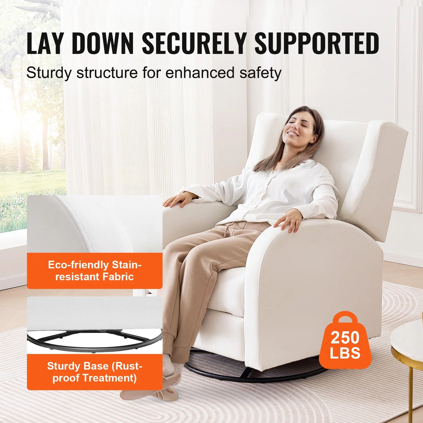 SucceBuy Electronic Power Recliner With USB Port Swivel Glider 250 Lb