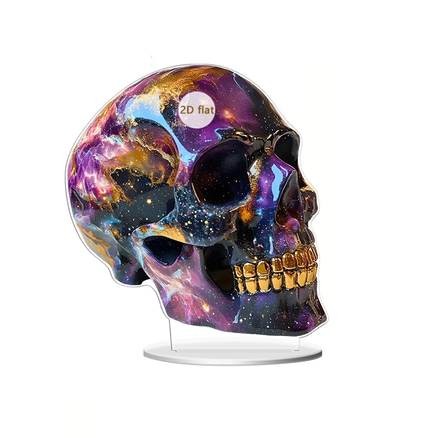 Spooky Halloween Skull Decorations Set of 3 2D Flat Acrylic Skeleton Head Ornaments for Home Holiday Party Tabletop Display