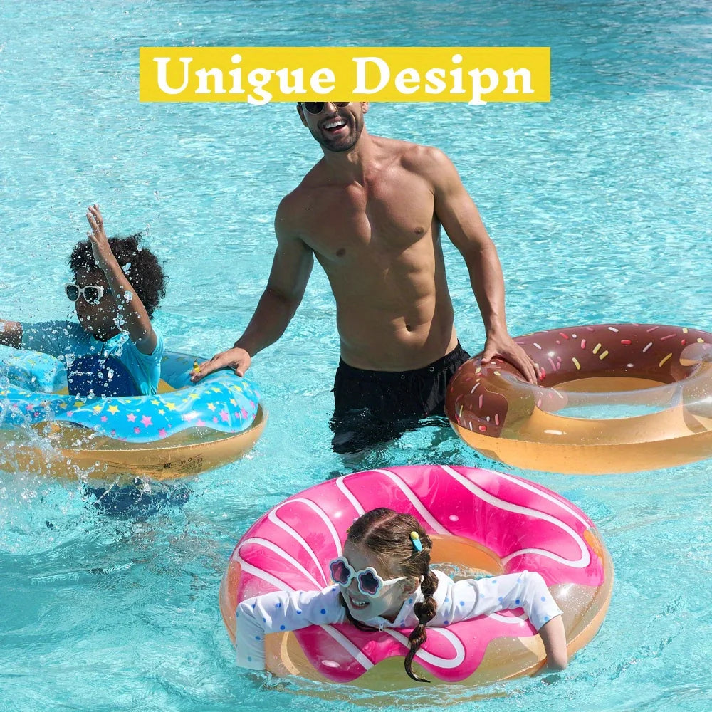 Joyfy 32 5 Inch Donut Pool Float With Glitter 3 Pack Party Supplies