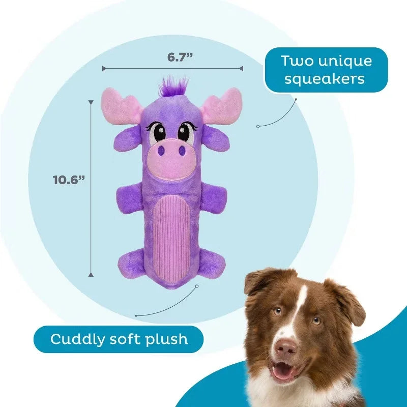 No Stuffing Moose Plush Toy With 2 Squeakers Chew Proof