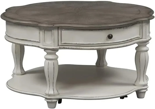 Round Cocktail Table 38 Inch White Modern Living Room