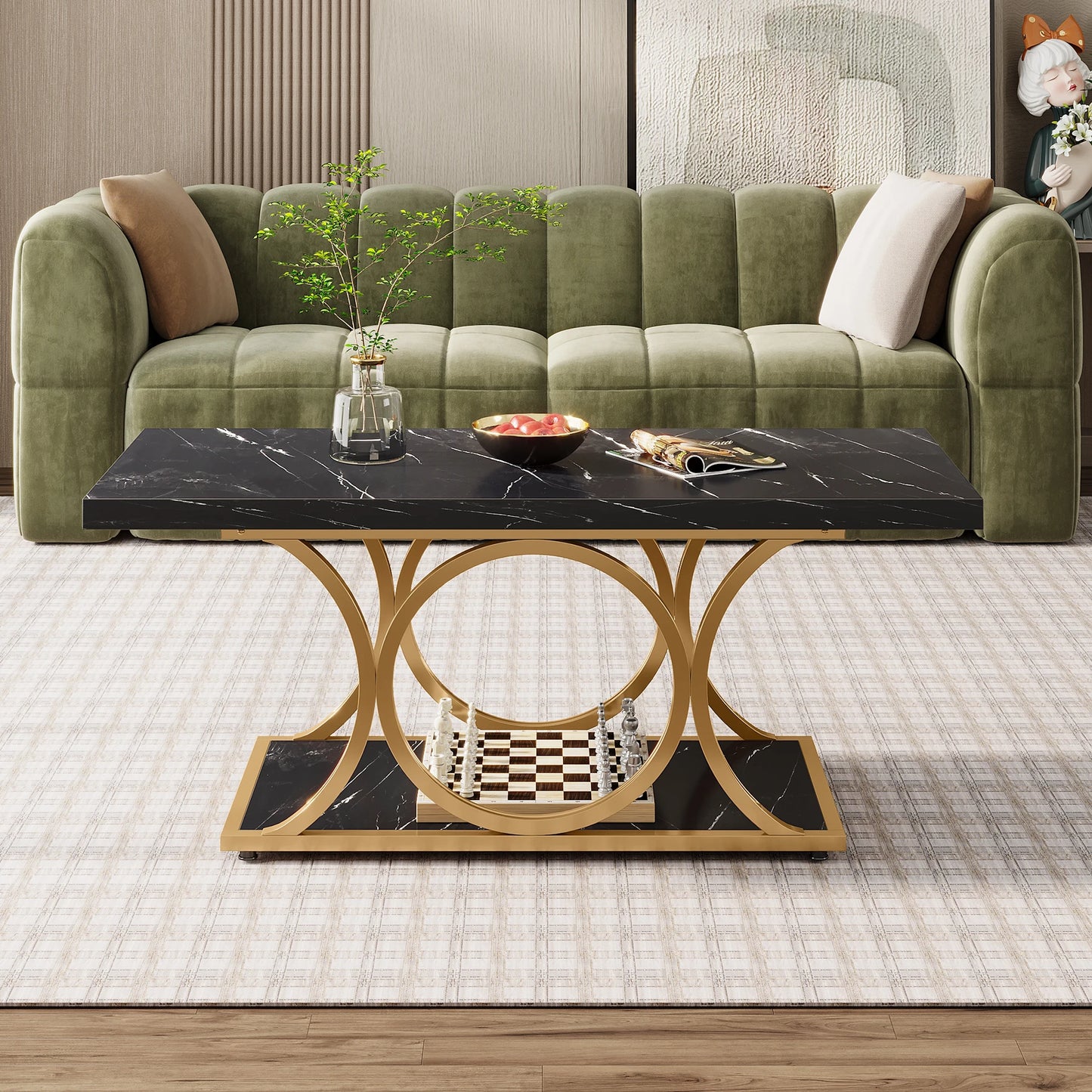 Tribesigns Rectangle Coffee Table 47.24 Inch Modern
