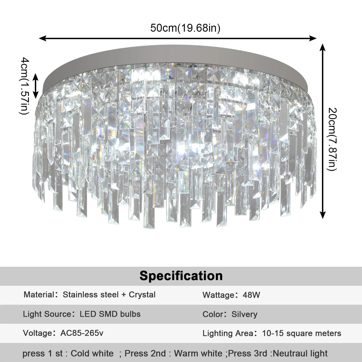 Modern Crystal Luxury Ceiling Lamp LED Chandelier Nordic Home Decor Flush Mount Light Fixture for Dining Living Room Bedroom Hotel