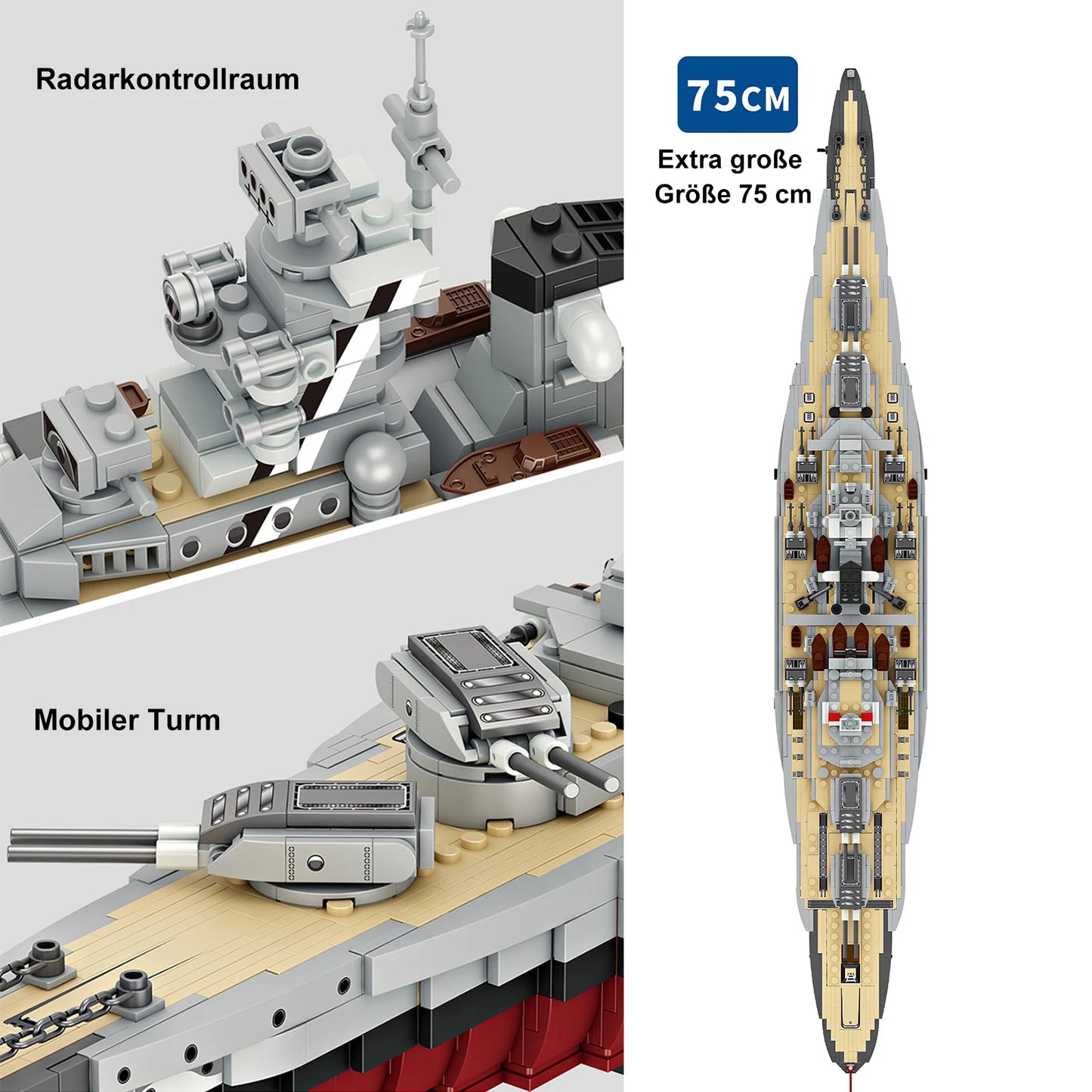 Military MOC Forange FC4201 Bismarck Class Battleship Model 2081PCS Building Blocks Brick Puzzle Toy for Kids Gift