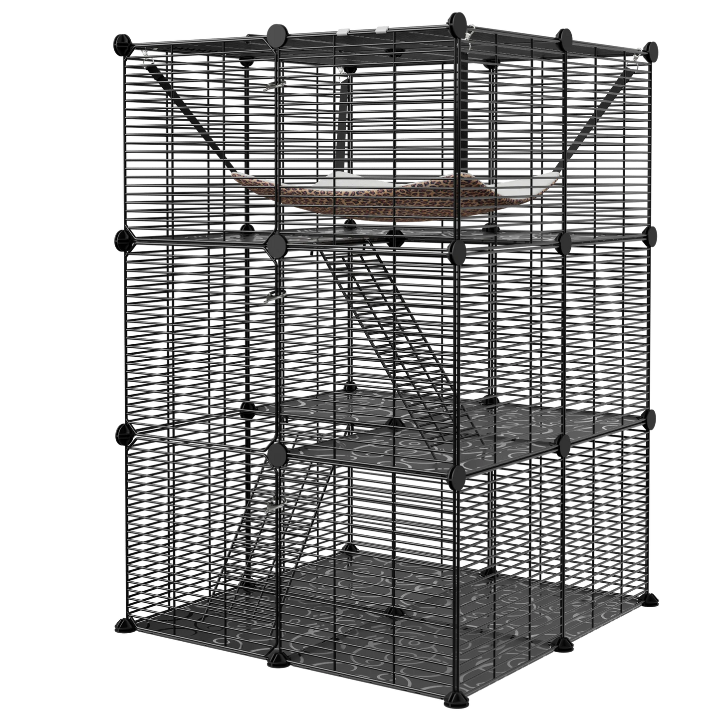 3 Tier Metal Wire Cat Cage With Hammock For 1 To 2 Cats