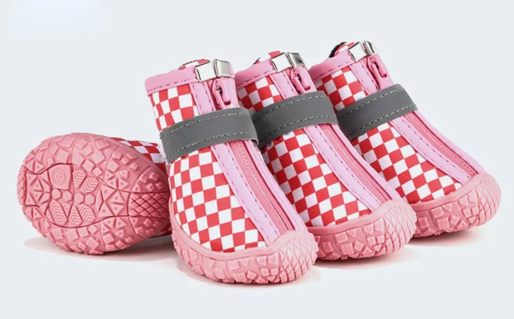 4 Pcs Dog Waterproof Shoes Rain Boots Reflective Strip Anti Slip For Small Pets