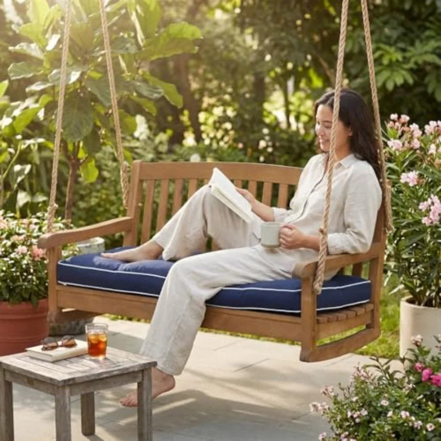 3 Seat 57 Inch Outdoor Porch Swing Cushions Water Resistant Tufted Replacement