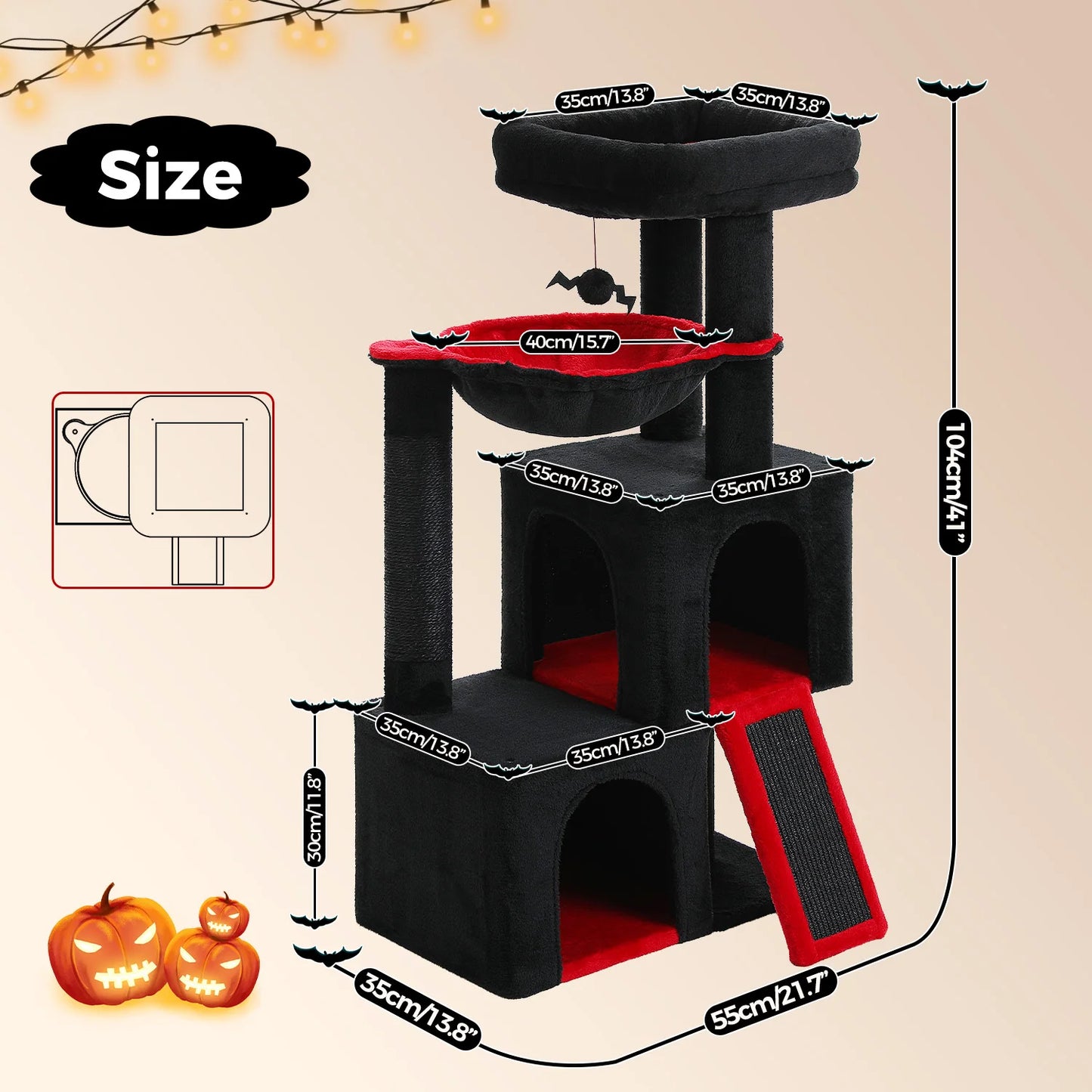 Four Level Cat Tree For Indoor Cats With Sisal Scratching Post And Condos
