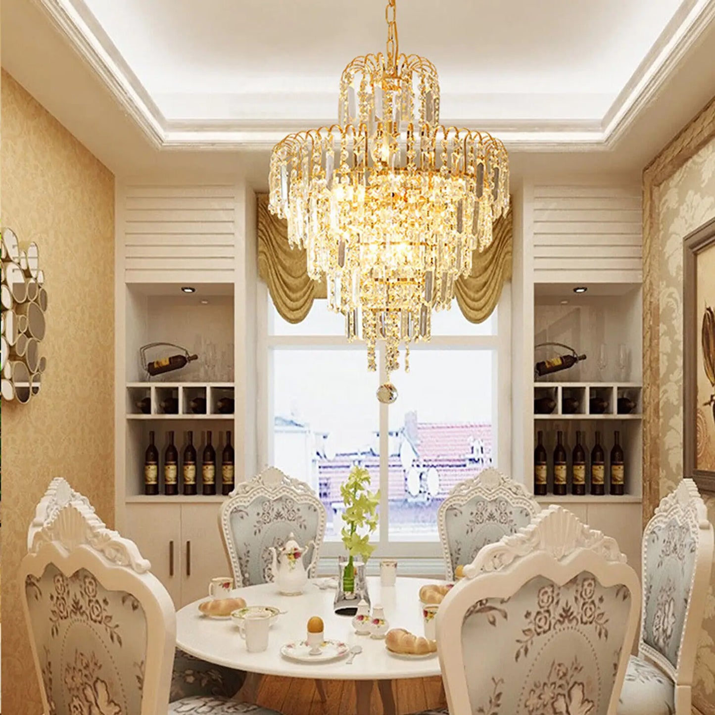 Luxury Crystal Chandelier Modern Ceiling Light Pendant Fixture E14 Elegant Lamp Decor