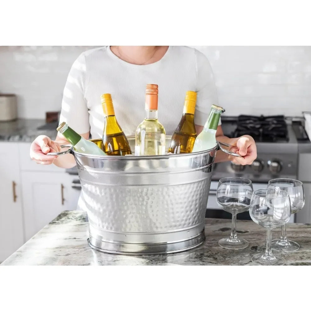 Stainless Steel Ice Bucket With Handles For Wine And Drinks