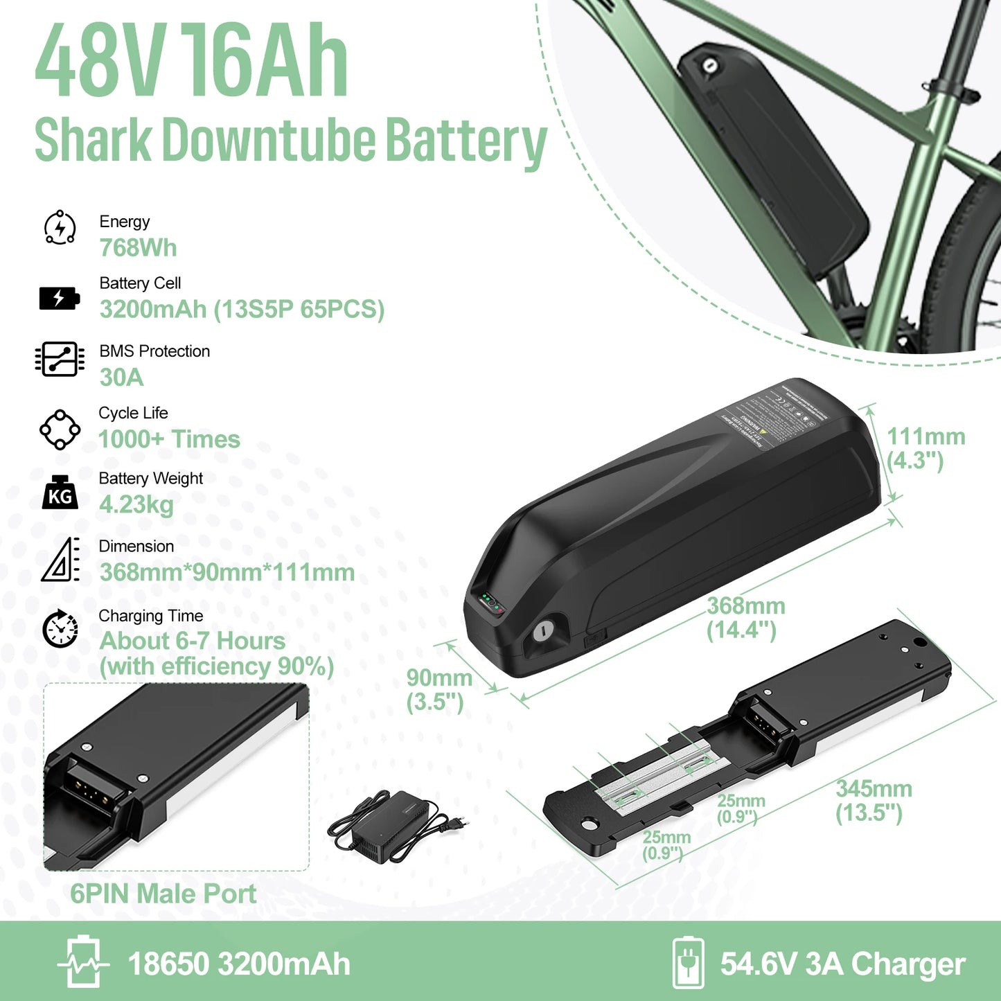 Ebike Battery 48V Lithium Pack For Bafang Tongsheng