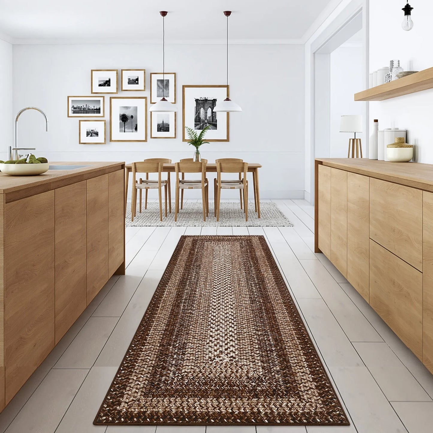 Washable Area Rugs Large Rugs for Living Room Modern Braided Print Non Slip Indoor Floor Covering Accent Carpet for Bedroom