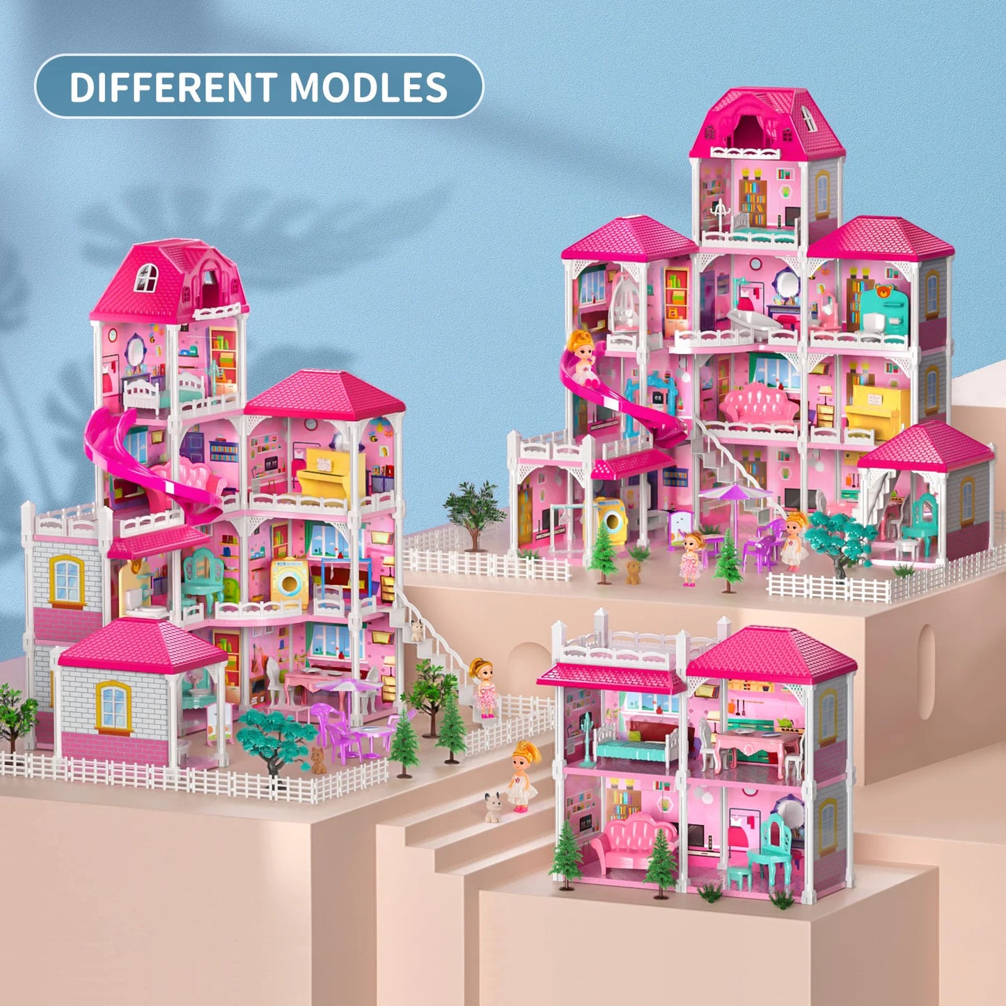 Pretend Play Villa Doll House 12 Rooms With 2 Dolls Gifts