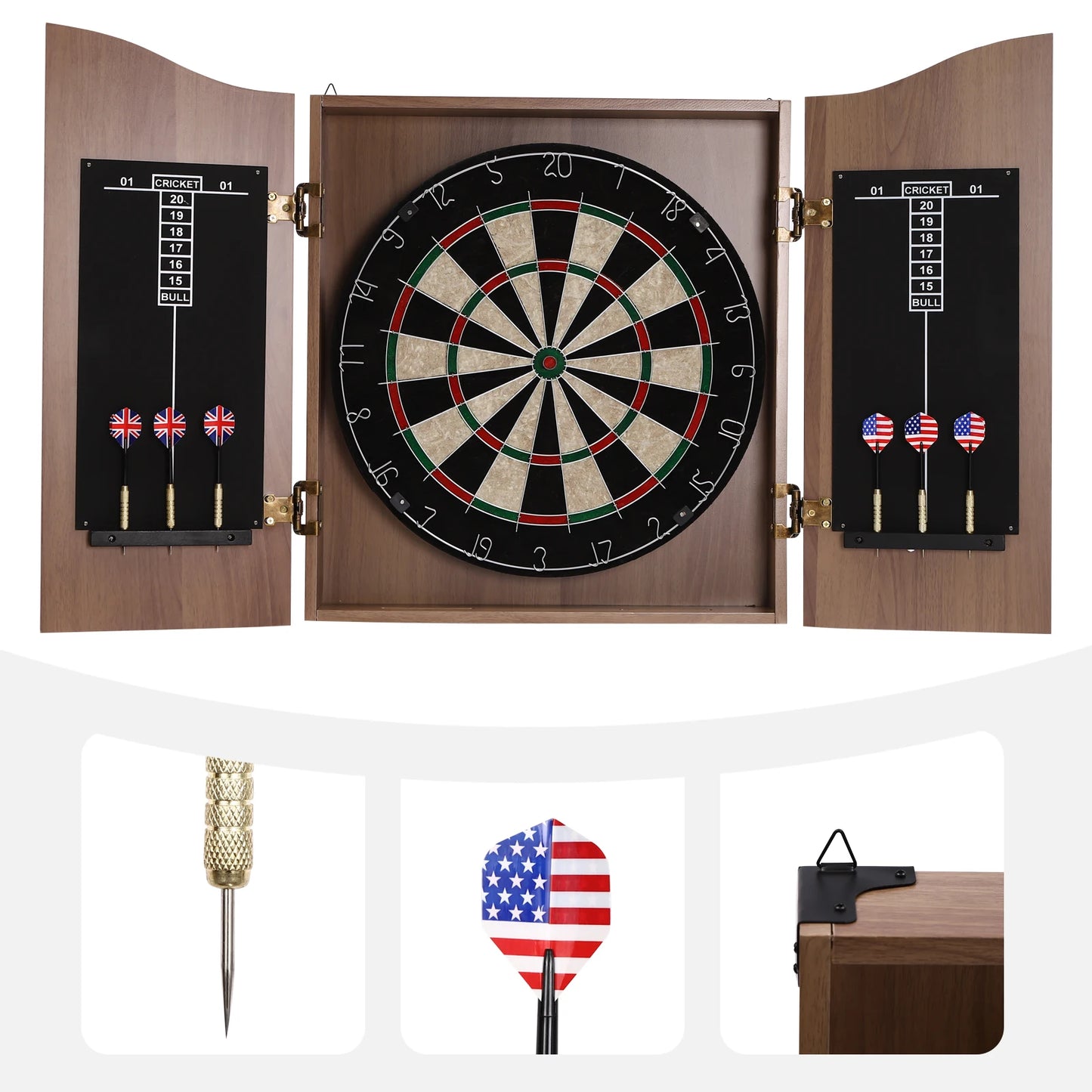 Premium Wall Mounted Dartboard Set With Cabinet Home Office