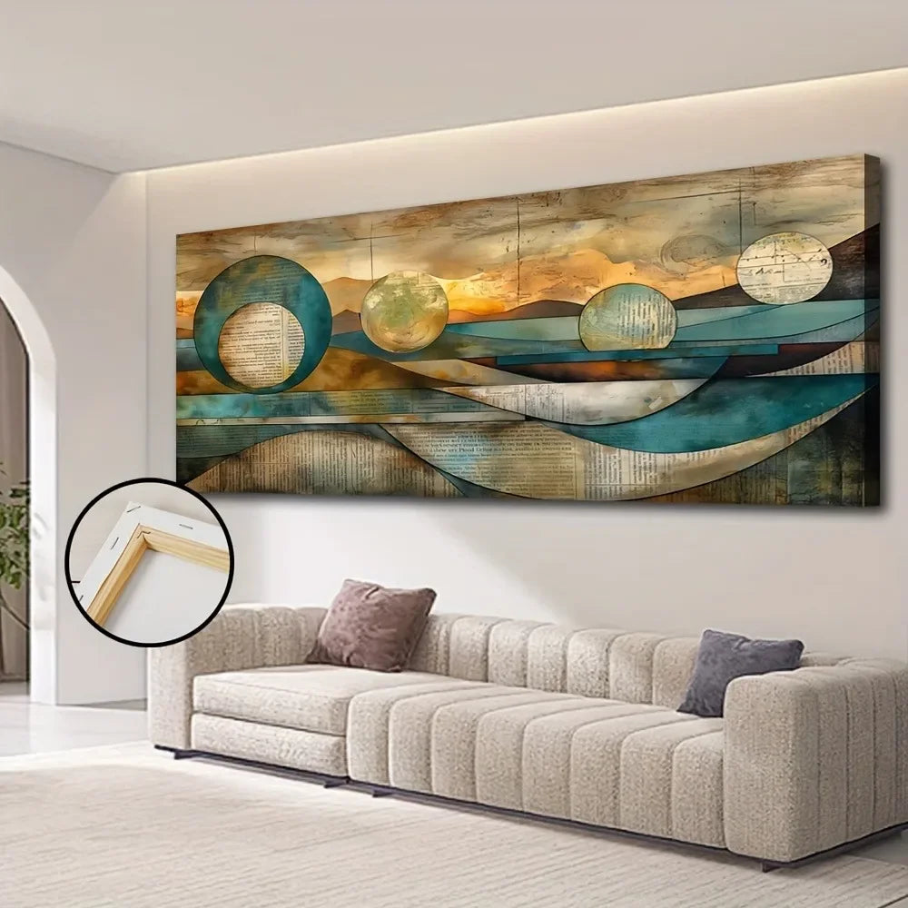 Art Deco Modern Canvas Wall Art With Pine Wood Frame 1.5 Inch Thick