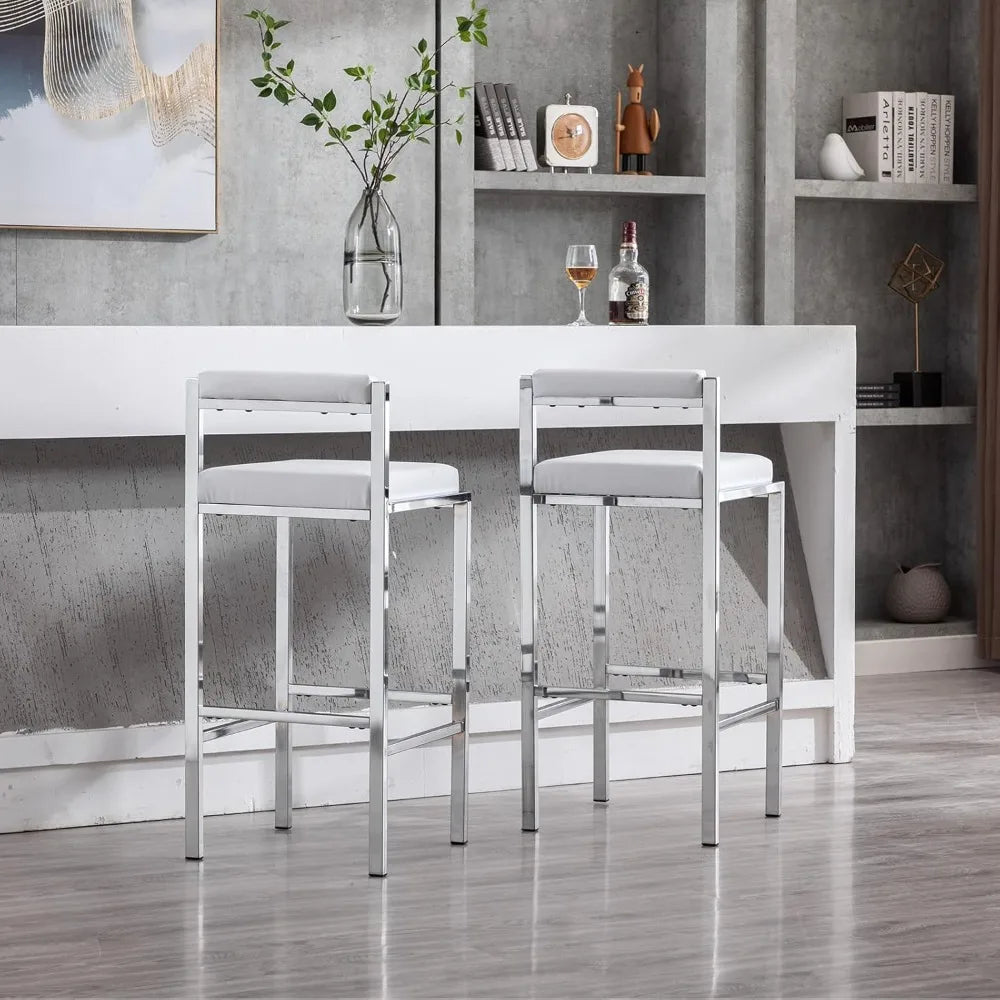 30 Inch Bar Height Stools Set Of 4 With Backs PU Leather