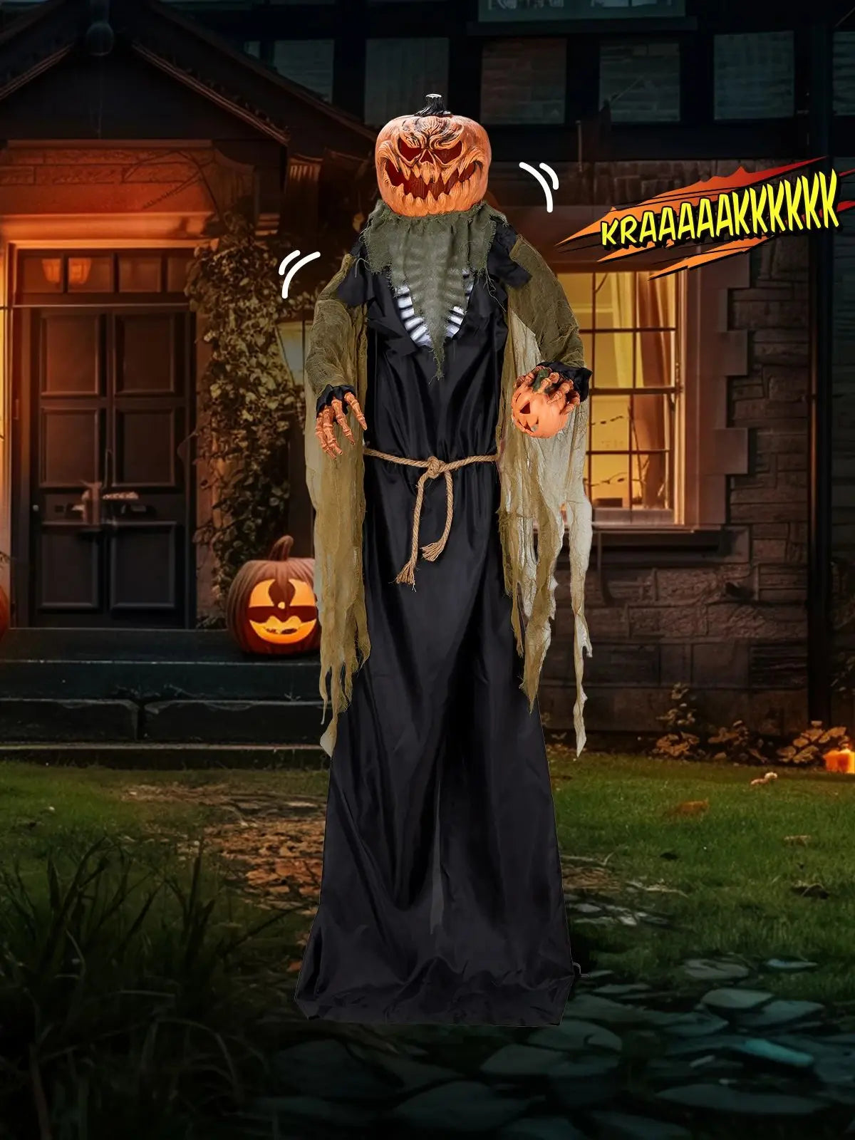 7 Foot Pumpkin Halloween Standing Outdoor Decoration
