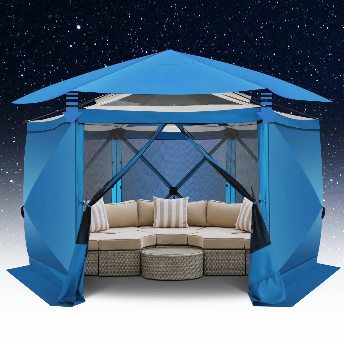 COBIZI Pop Up Gazebo Screen Tent 12x12 Camping Gazebo With Removable Roof Outdoor Screened Gazebo 5 Sidewalls 1800mm 300D Oxford