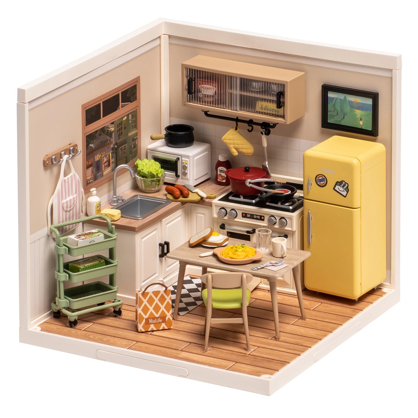 Robotime Rolife 3D Puzzle Happy Meals Kitchen Miniature House Kit