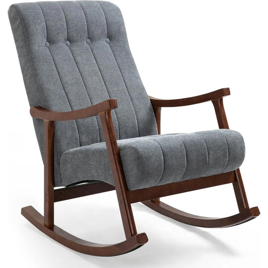AVAWING Upholstered Rocking Chair With Padded Seat High Back Armchair Living Room