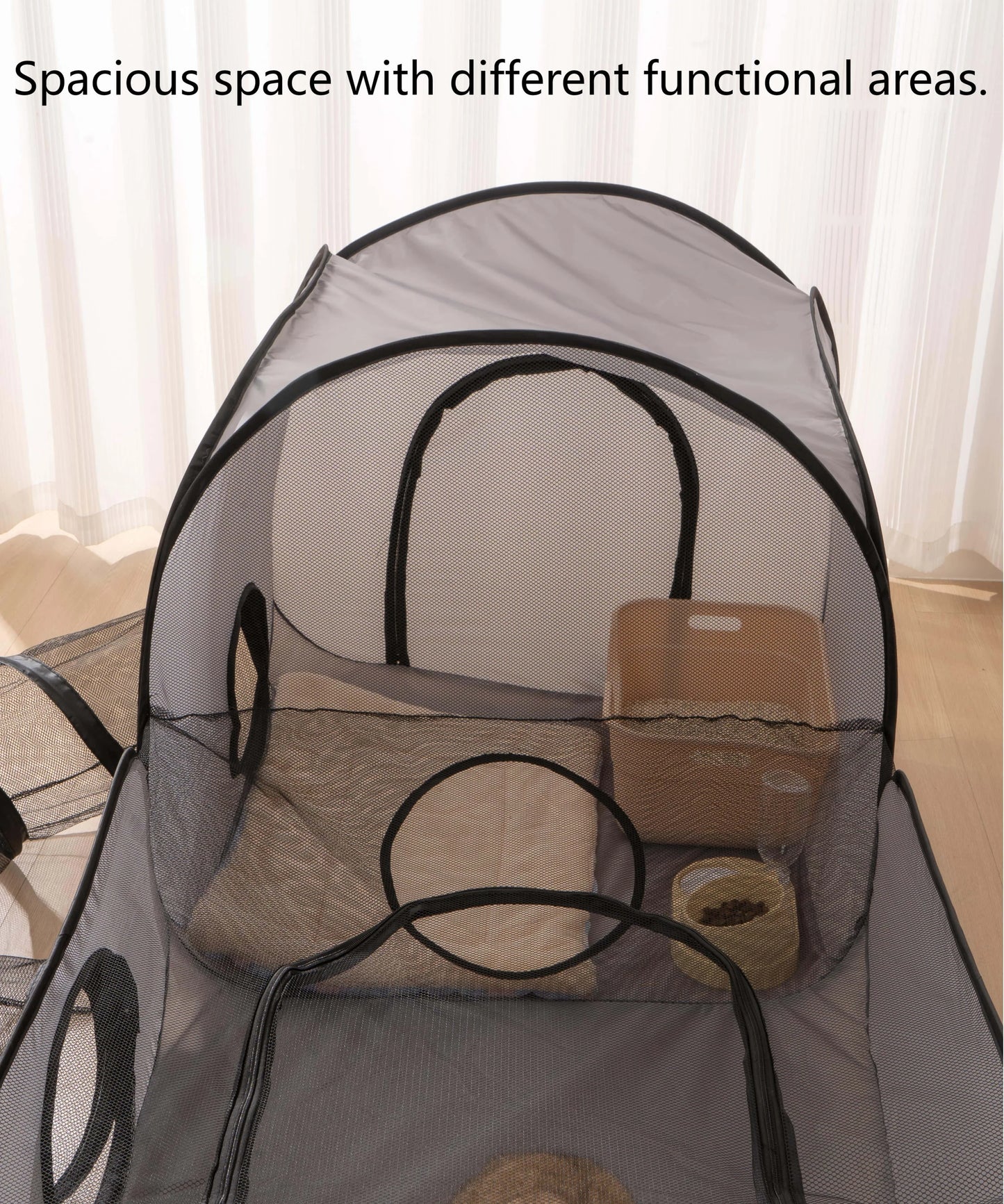 Square Gray Foldable Pet Bed Oxford Cloth Nest With Play Tunnel Cats And Dogs