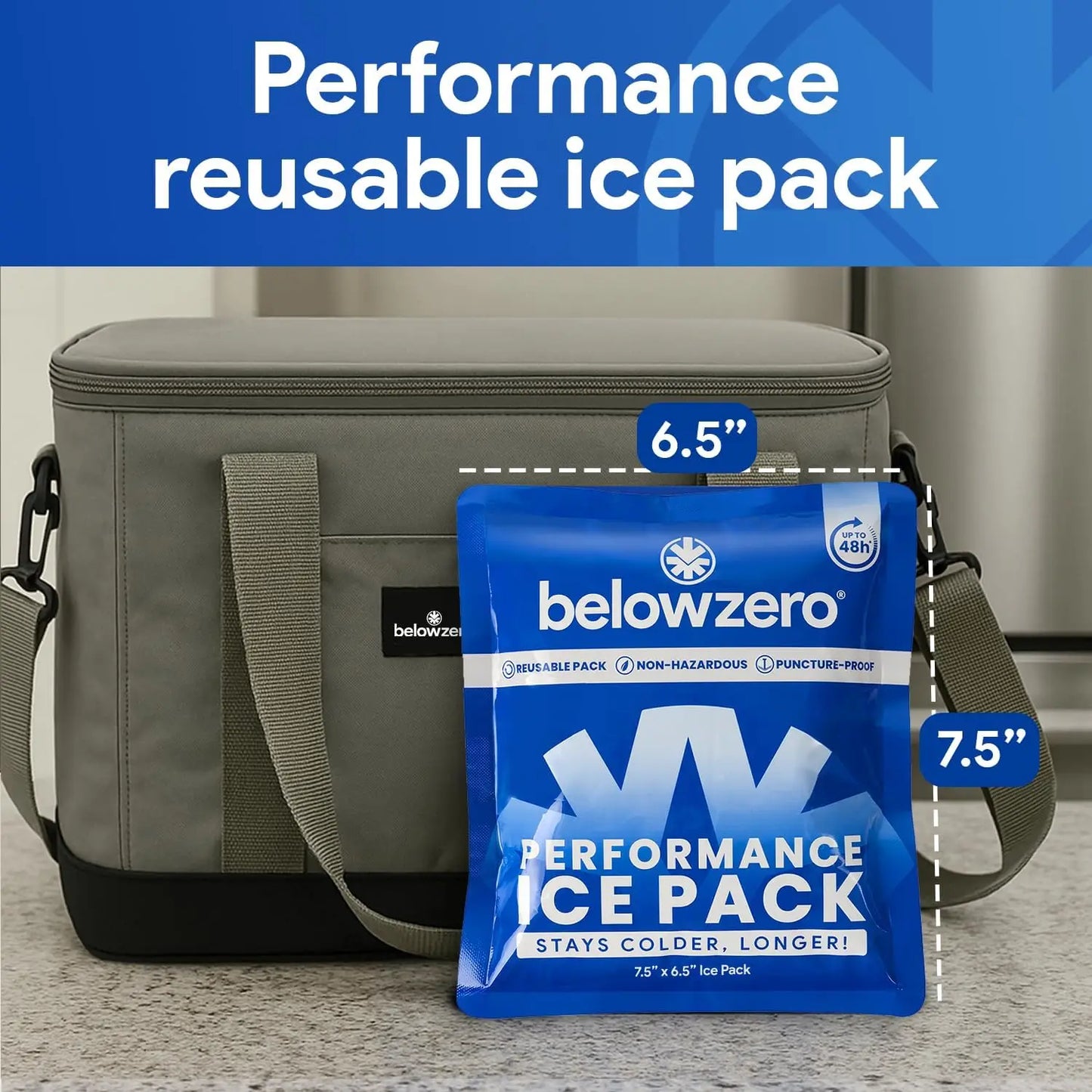 Reusable Ice Packs for Coolers Long Lasting 48 Hour Freezer Blocks for Camping