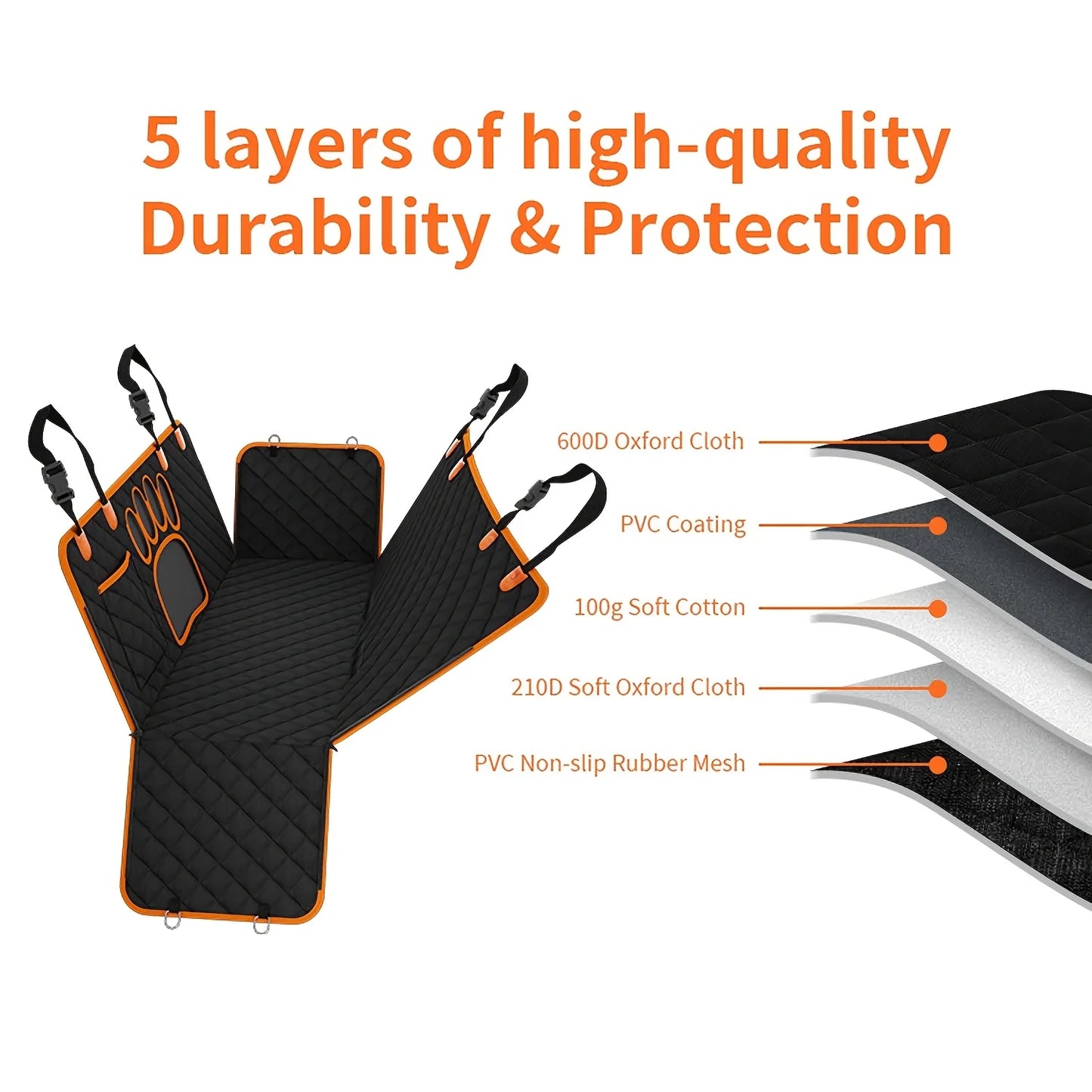 Dog Seat Cover Hammock For Cars Waterproof Heavy Duty Anti Slip Rear Protector