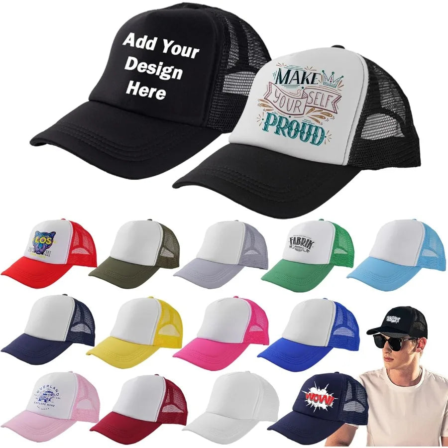 15 Pack Trucker Hats Bulk Sublimation Blanks Mesh Baseball Caps For DIY Custom