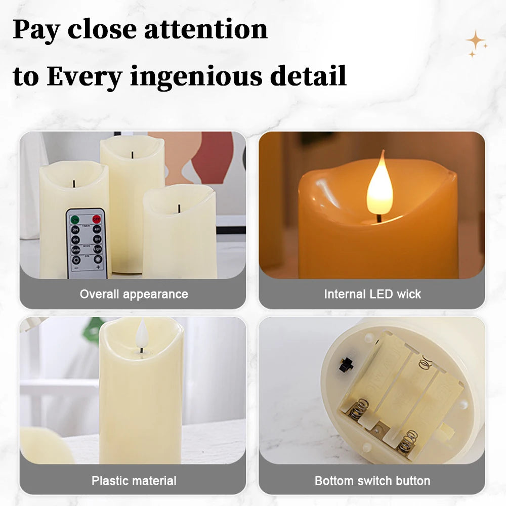 USB Rechargeable Flickering Paraffin Pillar Candle With Remote