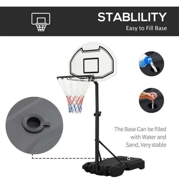 Aosom Height Adjustable Basketball Hoop Portable Stand 30 Foot Backboard