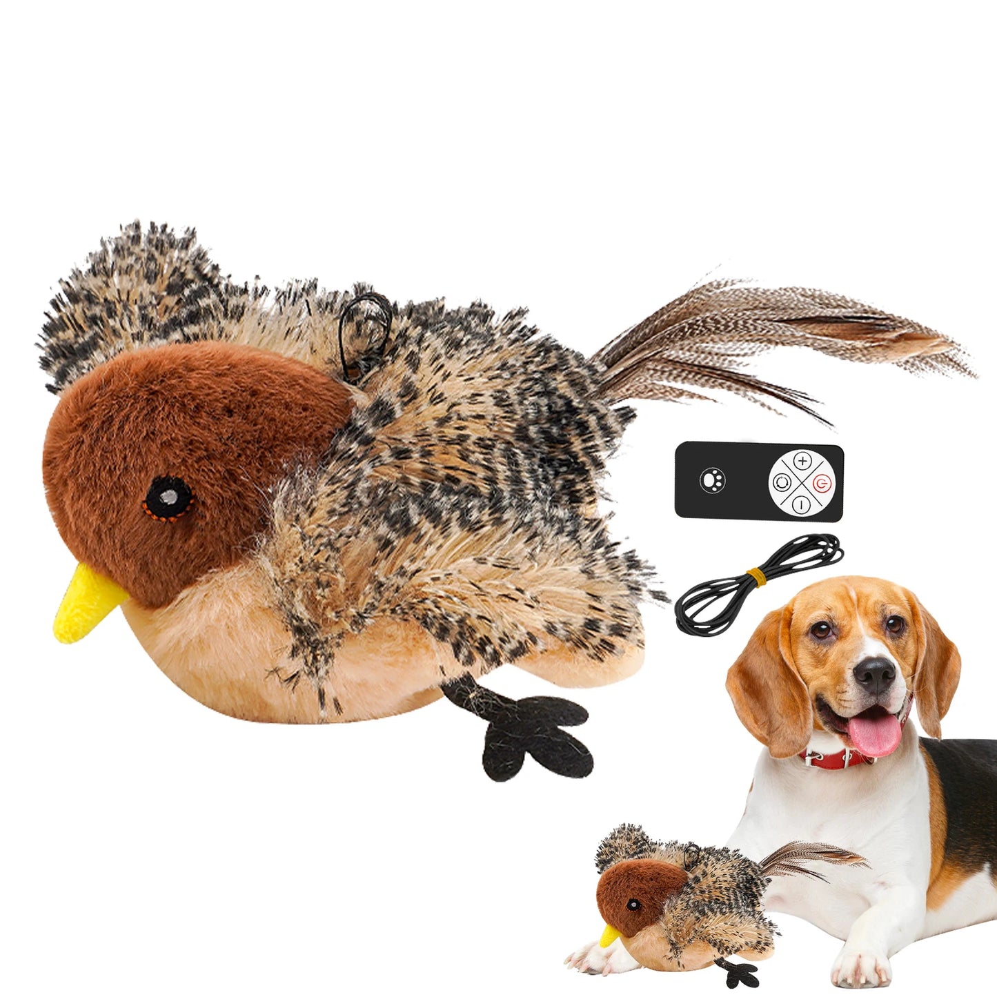 Remote Control Chirping Bird Plush Toy for Kitten and Cat