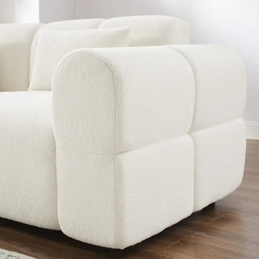 80 Inch Oversized Boucle Sofa Couch L Shaped Modern Deep Seat Living Room