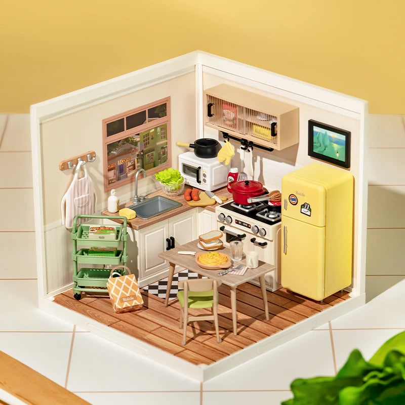 Robotime Rolife 3D Puzzle Happy Meals Kitchen Miniature House Kit
