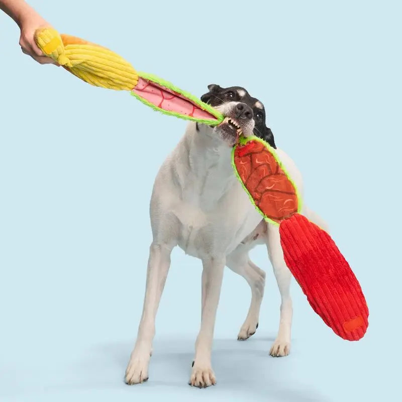 Big Bite Hoagie Dog Toy With Squeaker And Crinkle Layers