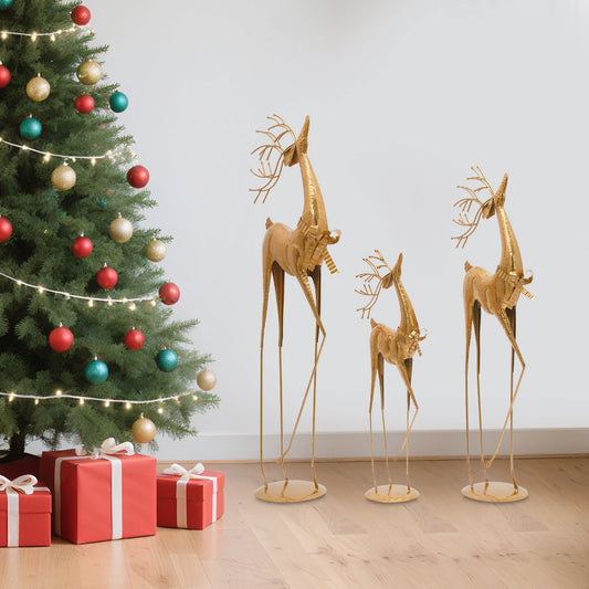 House Studio Gold Reindeer Statue Christmas Decor Indoor