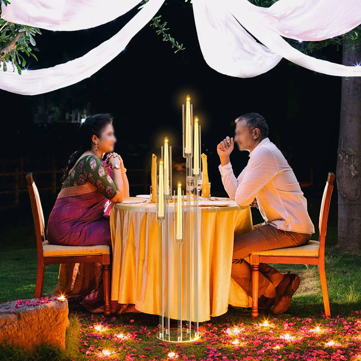10 Pieces Acrylic 5 Arm Candelabra Clear Floor Candelabra Wedding Candlestick Holder Table Centerpiece Ceremony Party Home Decoration