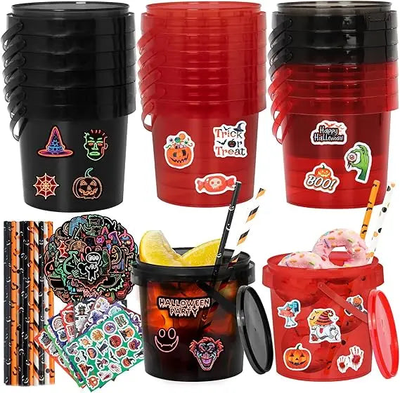 Halloween Candy Buckets 32oz Trick Or Treat Baskets Lid