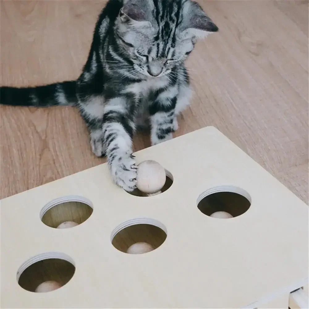 Cat Hunt Toy Chase Mouse Wood Maze For Cats Catnip Fun