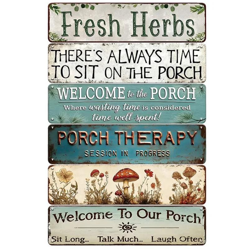 Welcome To Our Porch Metal Tin Sign Outdoor Farmhouse Decor